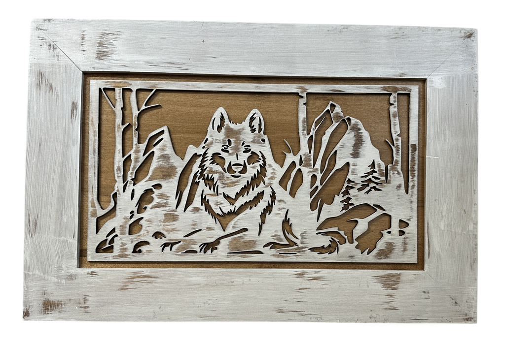 Decorative White Wolf Gun Cabinet Wall-Mounted & Lockable – Weapon Safe for Protective Gun Keeping & Household Defense Equipment